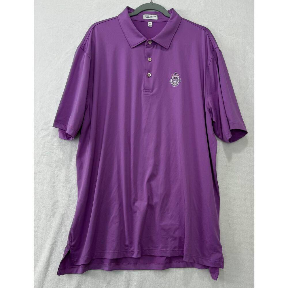 Peter Millar Summer Comfort Embroidered Golf Purple Polo Mens Size XXL